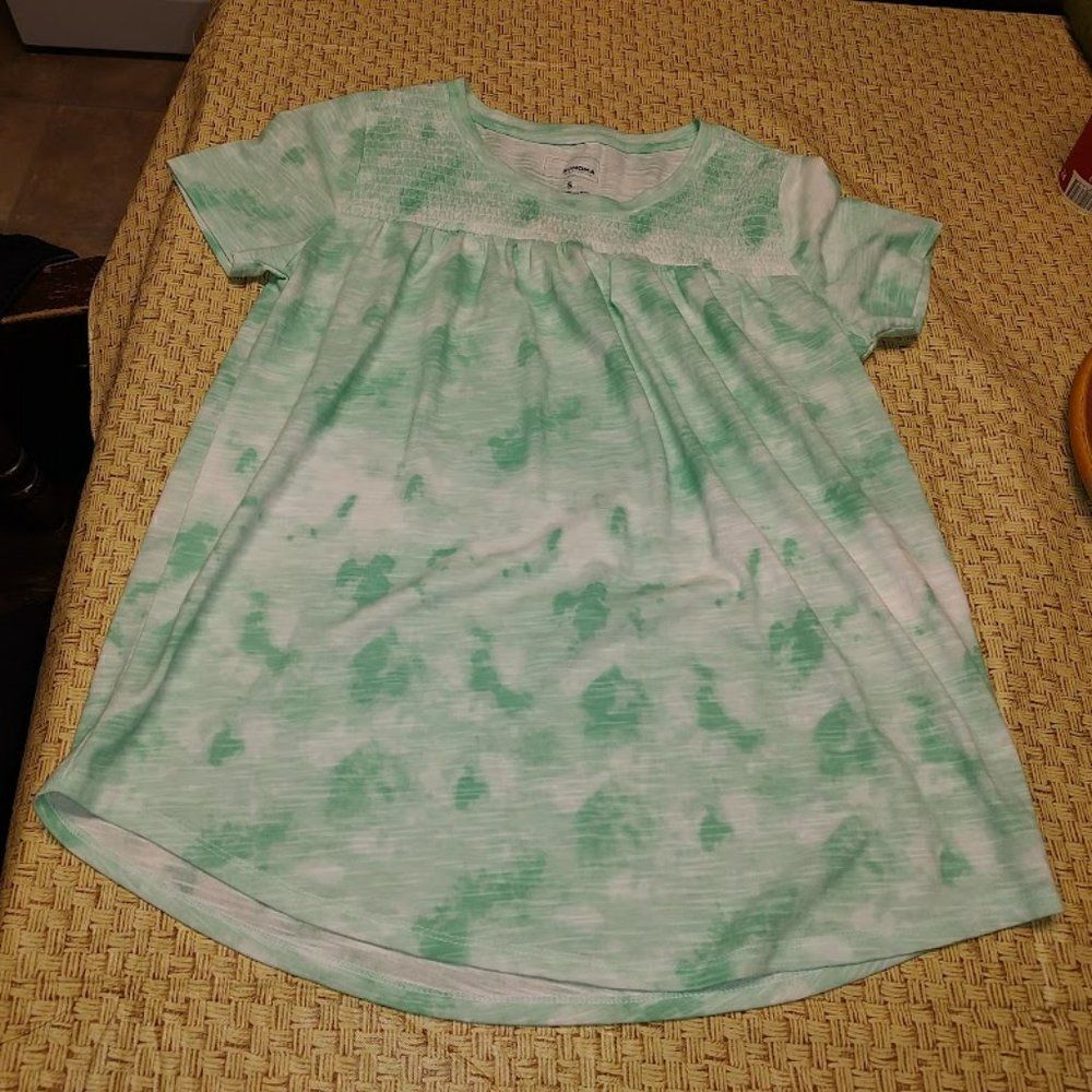 New Sonoma Green Tie Dyed Top Size Women's Small